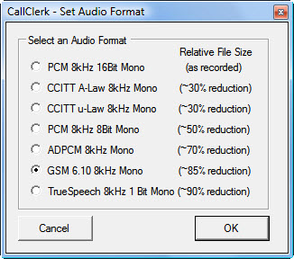 CallClerk - Set Audio Format