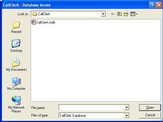 CallClerk Settings Database locate